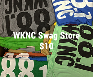 WKNC logo T-shirts in a variety of colors for sale from the WKNC swag store for $10