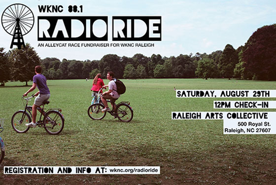 WKNC Radio Ride Saturday, August 29 at Raleigh Arts Collective