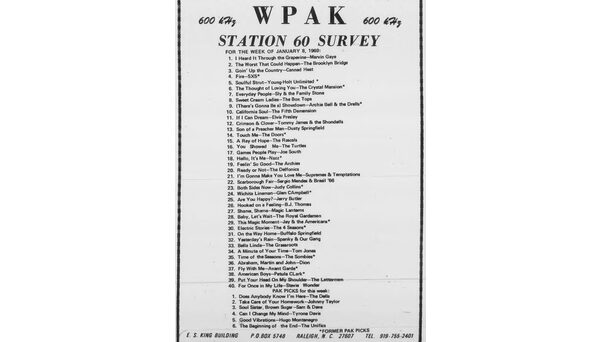 WPAK's Top 40, as published in the Jan. 13, 1969 Technician.