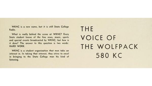 WVWP-AM changed to WKNC-AM in 1958. Page from 1959 Agromeck.