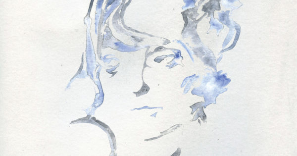 epic Ten album cover. A watercolor self portrait amid a white background.