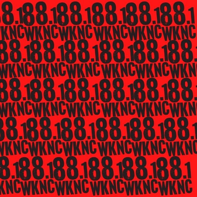 Red background with the WKNC 88.1 logo repeated over and over,