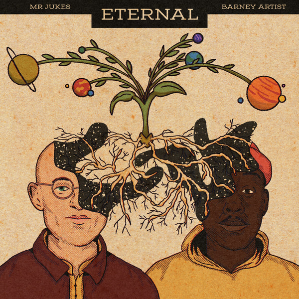 Cover art of singles that is a drawing of Mr.Jukes and Barney Artist; a tree is seen rooted in between them