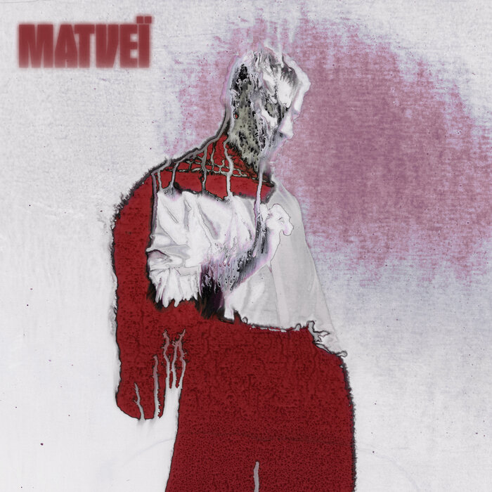 Red figure with a glitch effect. Red text that reads Matvei.