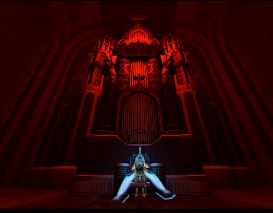 Cover image for the level: Aesthetics of hate. Features the boss Gabriel playing at an organ. 