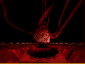 Cover image for the level: In The Flesh. Features a room with a giant heart suspended in midair. 