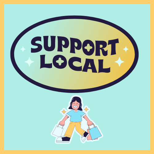 Support Local Graphic with person shopping
