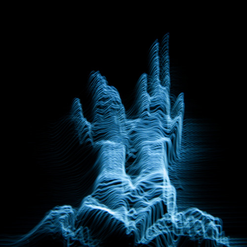 Cover art for Grammar by Floating Points. Illustration of blue waves that look like hands reaching.