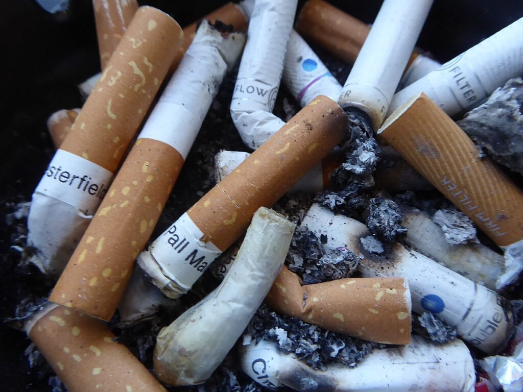 A pile of used cigarettes.