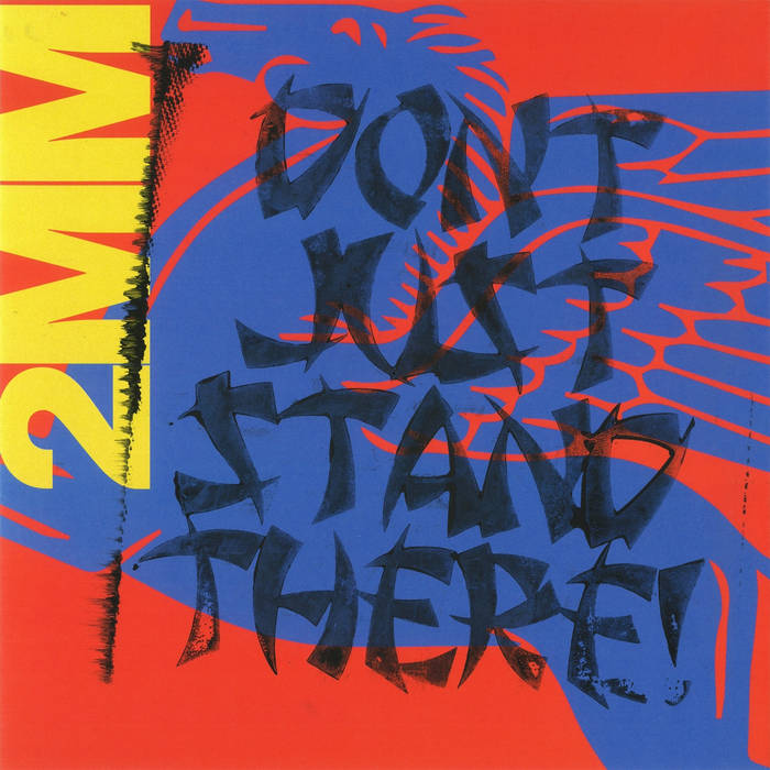 Cover art for 2mm don't just stand there! by Sideshow. A stamp of a pegasus with primary colors and big black text that says dont just stand there.