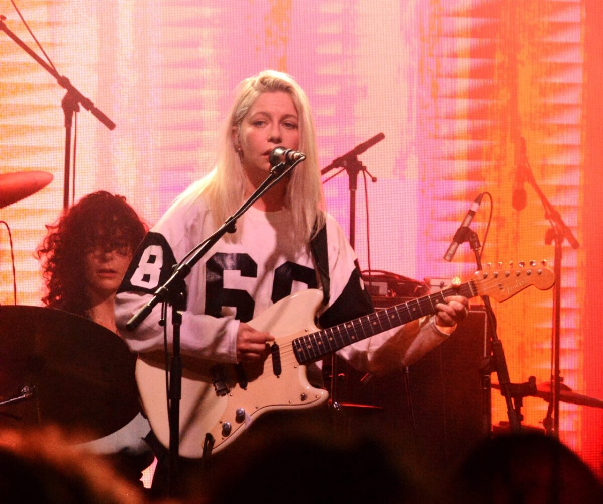 Alvvays lead singer, Molly Rankin, performing on stage at Hopscotch music festival