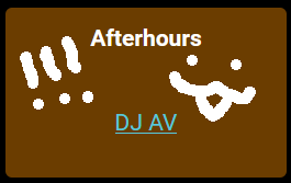 A screenshot of the Afterhours block on the schedule, with three exclamation points and a smiley cat face drawn over it.