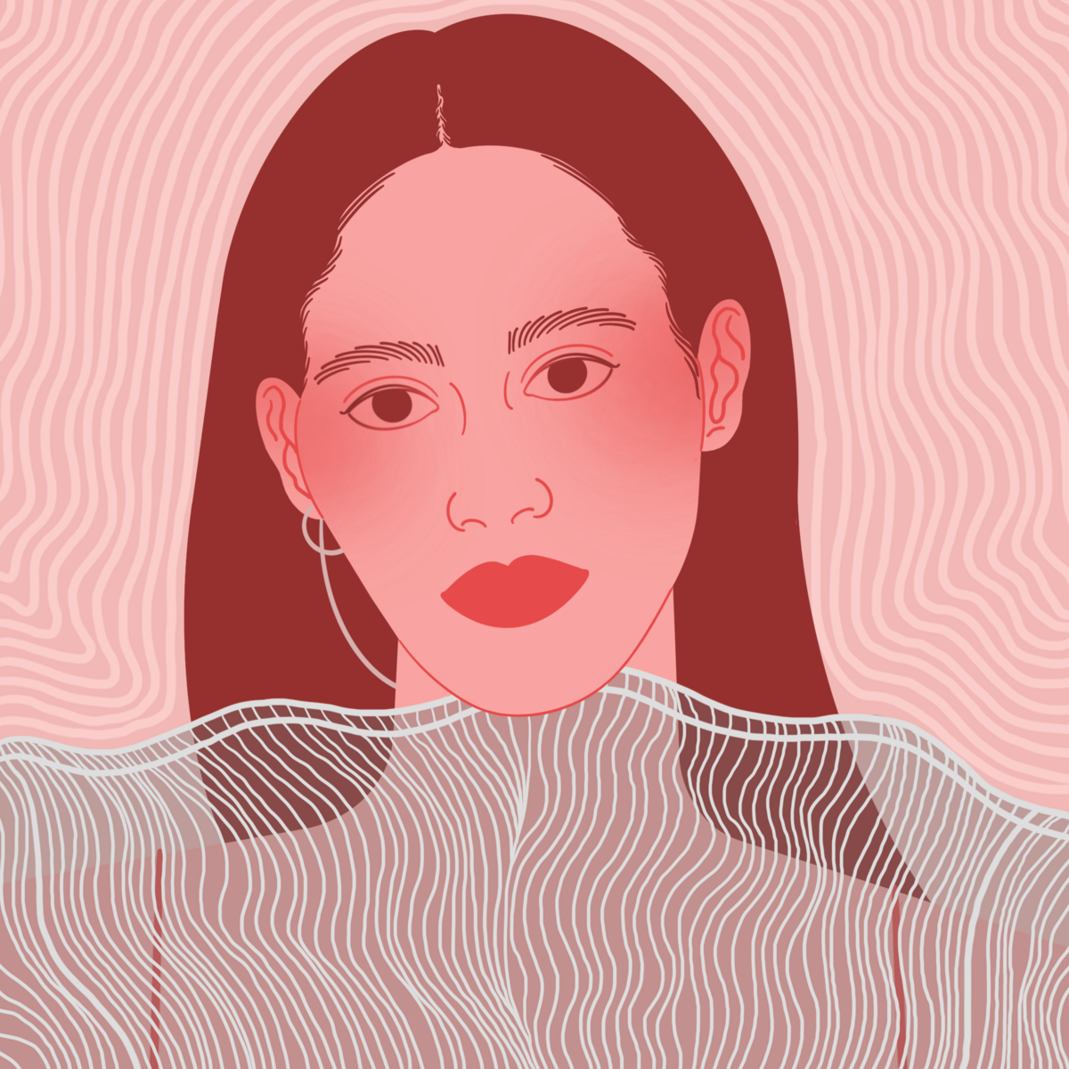 A drawing of Okay Kaya on a pink background.