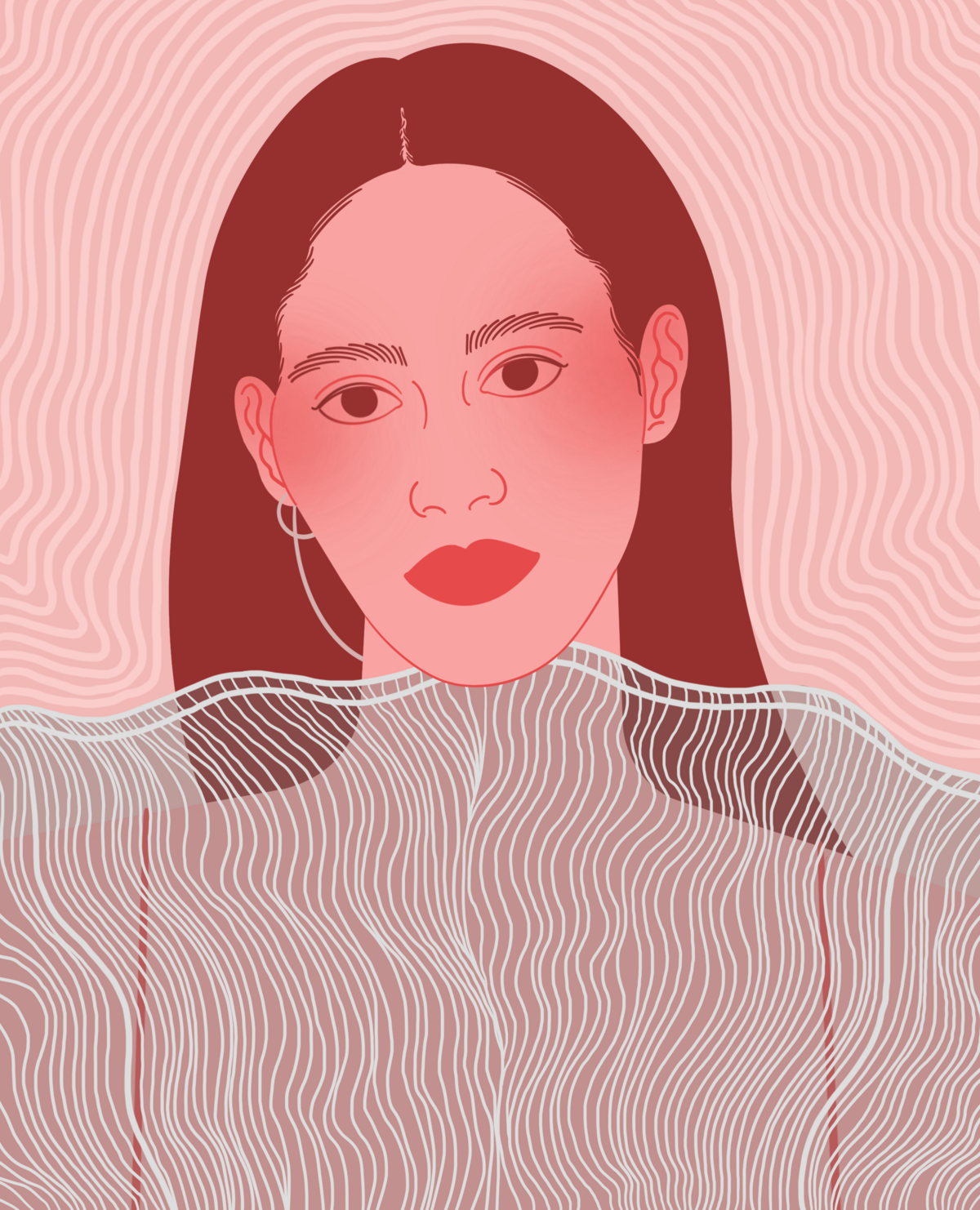 A drawing of Okay Kaya on a pink background.