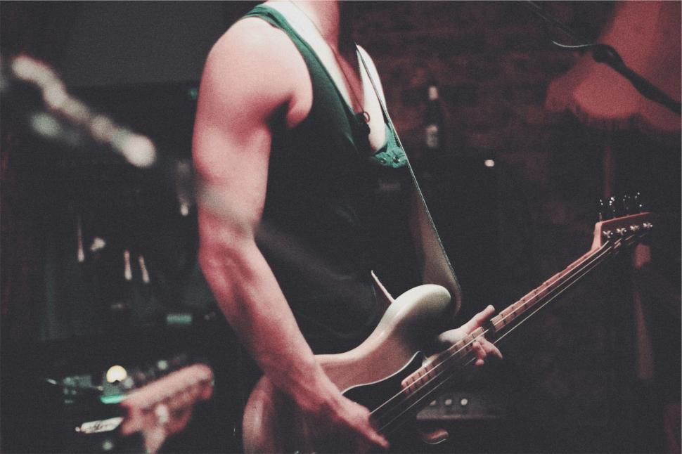 Musician playing electric guitar