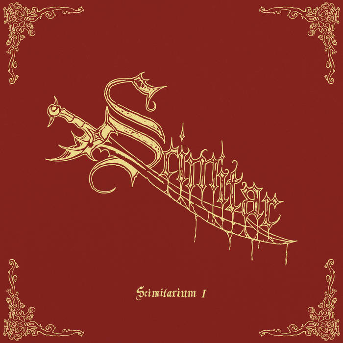 Red cover with ornate gold text and sword reading “Scimitar” and “Scimitarum I.”