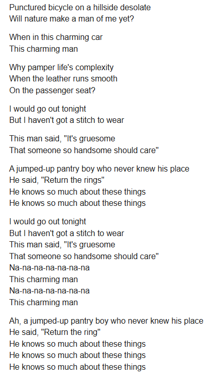 lyrics from this charming man
