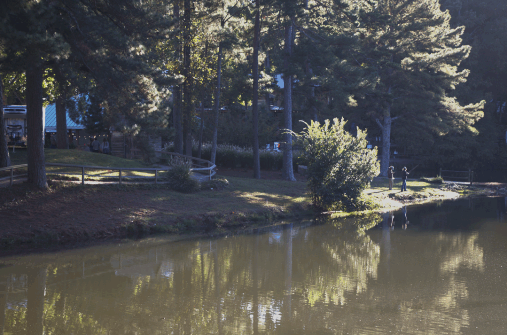 two people fishing at the water
