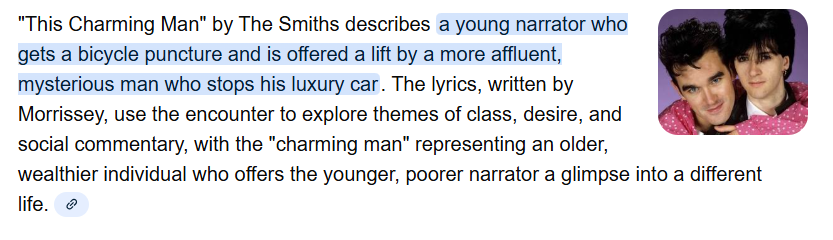 AI response analyzing this charming man by the smiths