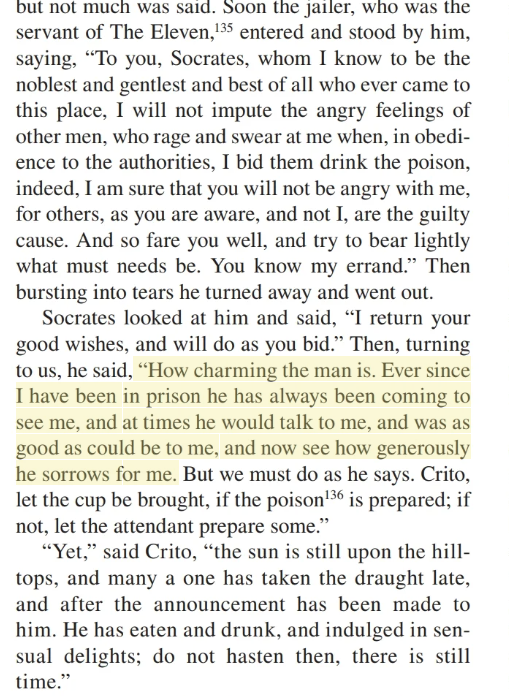 excerpt from socrate's death about his charming guard