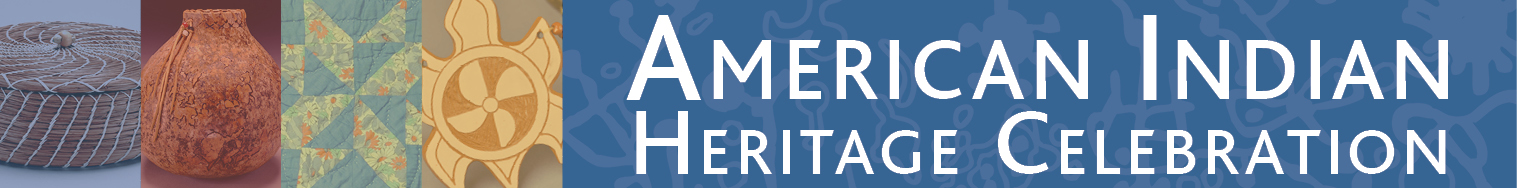 Banner with traditional patterns and text American Indian Heritage Celebration