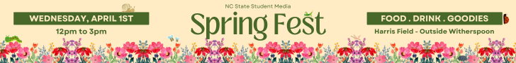 Banner advertisement for NC State Student Media's SpringFest on April 1st.