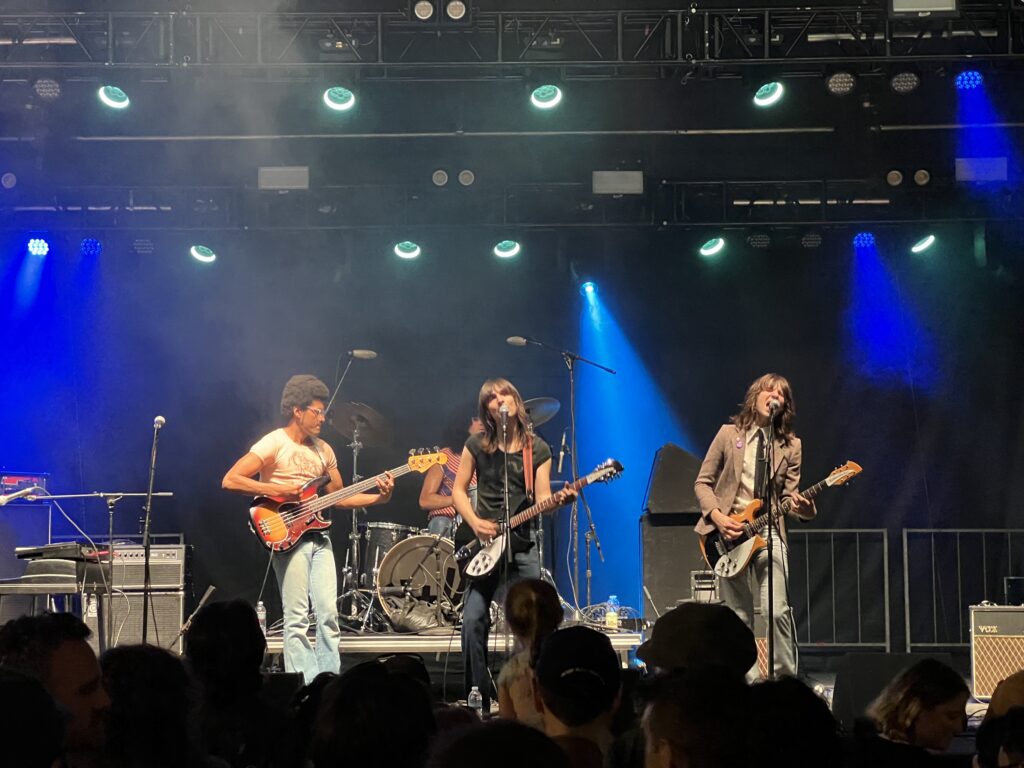 The Lemon Twigs, with backing instrumentation, performing in Chicago during 2023.